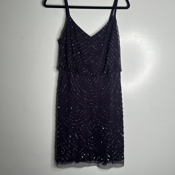 Adrianna papell purple sequins mini dress size 10 - Picture 3 of 10